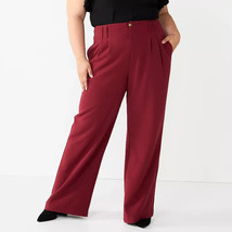 SO High Rise Wide Leg Trousers Dress Pants Juniors 13 Berry Red Stretch NEW - £17.73 GBP
