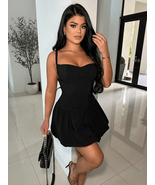 Sleeveless Thin Shoulder With Neckline Pure Colour Mini Party Club Dress - $25.73