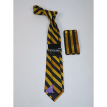 Men's Stacy Adams Tie and Hankie Set Woven Silky Fabric #Stacy49 Gold image 2
