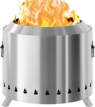 Large Smokeless Fire Pit, 19.3 Inch Stainless Steel Firepit, Wood Burnin... - £159.32 GBP