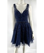 White by Soieblu Formal Evening Dress Sz L Dark Blue Rhinestone Embroide... - $1,546.27 MXN