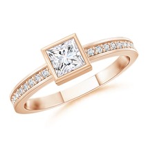 ANGARA Lab-Grown Ct 0.26 Princess Diamond Stackable Promise Ring in 14K Gold - £664.57 GBP