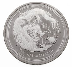 2012 Australia 1 Dollar Lunar Year of the Dragon 1 oz Silver BU Coin - £65.41 GBP