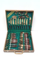 Vintage Bronze and Rosewood Flatware Set, Service for Eight Plus Serving... - $1,599.00