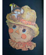 Vintage Halloween Die Cut Scarecrow Face and Happy Mouse 17&quot;x12&quot; Large - £23.90 GBP