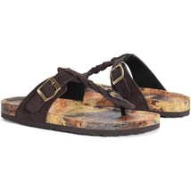 Muk Luks Women Thong Footbed Sandals Marsha Size US 9 Chocolate Brown Suede - £23.19 GBP
