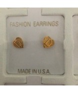 D Initial Heart Shape 14 KT Gold Overlay Pair Earrings   NEW - $12.19