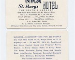 St Marys Motel Business Card The South&#39;s Largest US 1 23 &amp; 301 Folkston ... - £11.07 GBP