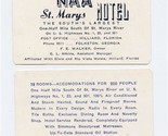 St Marys Motel Business Card The South&#39;s Largest US 1 23 &amp; 301 Folkston ... - $13.86