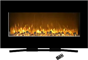 36-Inch Wall Mounted Electric Fireplace - Modern Fireplace with Floor St... - £310.85 GBP