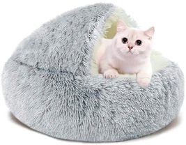 AIMax Hooded Dog &amp; Cat Bed Cave | Washable Pet Furniture | Heated, Peekaboo, Sel - £15.96 GBP