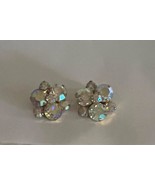 Vintage Weiss Aurora Borealis Crystal Iridescent Clip on Earrings Bridal... - €21,24 EUR
