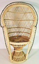 Vintage Mini Peacock Chair Wicker Rattan Doll Plant Stand Boho 16&quot; Natural  - £17.91 GBP