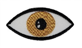 Gold Eye Embroidered Applique Iron On Patch 2.1&quot; x 1&quot; Eyeball Optical Pe... - $4.34+
