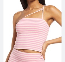 AFRM Womens Bandeau Tube Top Pink White Striped Adjustable Strap Stretch... - $34.34