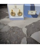 House of Harlow 1960 perfect sparkling circle gold tone glass stones Ear... - $39.95