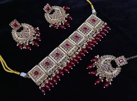 Kundan Wear High Quality Muslim Punjabi Bridal Earrings Jewelry Necklace Set 03 - £38.80 GBP