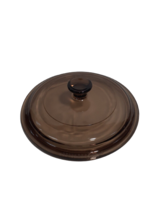 Pyrex P-81 Corning Brown Amber Glass Replacement Lid 6&quot; 5-3/8&quot; - £4.16 GBP
