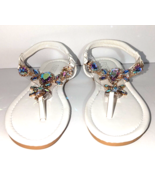 Womens T-Strap Sandals Flip Flops Shoes Bling Rhinestones Ankle Strap U.S. Sz 7 - $20.30 CAD