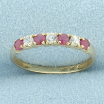 Ruby and Diamond Band Ring in 10k Yellow Gold - £126.00 GBP