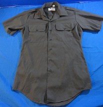 Usn Us Navy Flying Cross Men&#39;s Black Short Sleeve Button Up Uniform Shirt 15.5 - £17.54 GBP