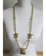 Vtg 18&quot; BUDWEISER Gold Beads, Stars &amp; Tophat Mardi Gras Handstrung Necklace - $7.92