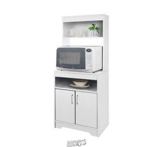 One Space White Saving Microwave Stand Cabinet Cart Organizer 15&quot;Lx24&quot;Dx... - £98.71 GBP