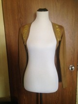 AQUA Silk Cashmere Blend Mustard Yellow Capelet Sweater Sequin Details S... - $44.55