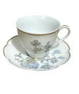 AUCLAIR by Haviland Limoges Tea Cup &amp; Saucer Made France Blue Floral Gol... - $32.95 CAD