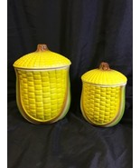 Vintage Metlox Poppytail Corn Canister Set Of 2 KG Cottagecore Farm Kitchen - £60.23 GBP