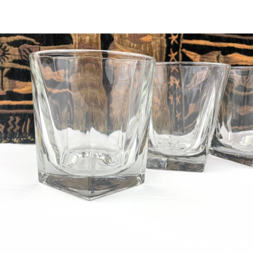 VTG Set of 4  Clear Glasses Tumblers Libbey Duratuff Heavy Paneled Old Fashioned - $22.50