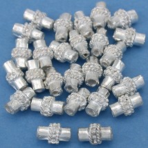 Bali Tube Rope Silver Plated Beads 8.5mm 15 Grams 25Pcs Approx. - £5.34 GBP