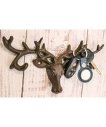 Cast Iron Vintage Western Rustic Stag Deer with Crown Antlers Wall Key H... - €17,58 EUR