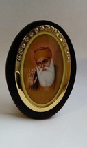 First Sikh Guru Nanak Dev Ji Photo Portrait wooden Sikh Khanda Desktop S... - £16.05 GBP