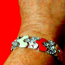 Beautiful vintage red and white/silver bracelet - £19.03 GBP
