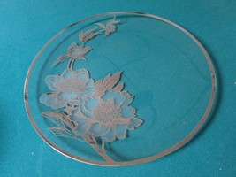 Crystal Round Tray Silver Overlay Compatible with Rockwell Peony Flowers... - $1,397.87 MXN
