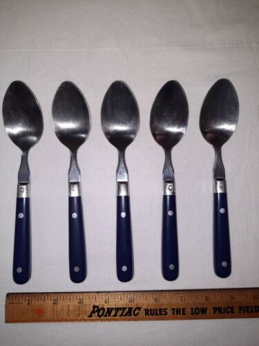 Primary image for 5 Washington Forge WF Mardi Gras Navy Blue Stainless Steel Oval Soup Spoon