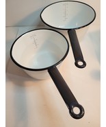 2 Vollrath Ware White Enamel Sauce Pans with Black Trim 7 and 11 Cups - $655.20 MXN