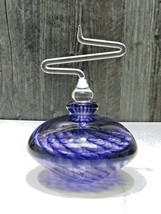 Vintage Signed Purple Blown Art Glass Perfume Zigzag Unique Dauber Large WOW - £107.06 GBP