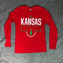 Kansas Jayhawks Mens Shirt Small Red White Long Sleeve Tee Top Basketball NCAA - $18.98