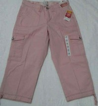 Lee Relaxed Fit 6-pocket Knit Waist Capris Chalk Rose Ribbed Women&#39;s Sz 6M NWT - £17.08 GBP