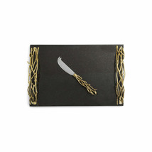Michael Aram Brass, Stainless & Granite Twig Gold Large Cheese Board w/Knife New - £185.97 GBP