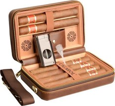 CIGAIOL Leather Cigar Humidor, Premium Travel Humidor with Lighter, Port... - $110.14