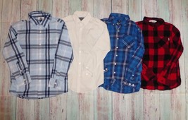Boys Long Sleeve Plaid Button Up Shirt Lot Size 8 Old Navy H&amp;M Van Heusen - $19.99