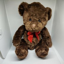 Dan Dee Collectors Choice Brown Teddy Bear 20&quot; Plush Valentine&#39;s Hearts Red Bow  - £15.39 GBP