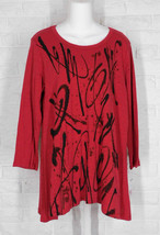 JESS &amp; JANE Creativo Tunic Red Black Abstract Slub NWT Small Medium Large XLarge - £39.15 GBP