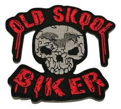 Old Skool Embroidered Biker Patch 4 Inch Skull Badge Iron on Halloween Festival - £13.83 GBP