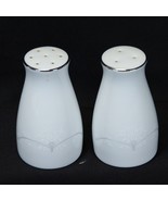 Noritake Whitebrook Salt and Pepper Shakers Platinum Rim - $32.33