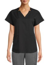 Climate Right Cuddl Duds Women’s Woven Twill Scrub Top V-neck  Black 3X New - £13.32 GBP