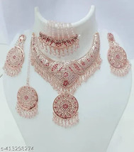 Gold Plated Jewellery Set Crystal Traditional Jewellery Kundan Jewelry Setv - $20.29